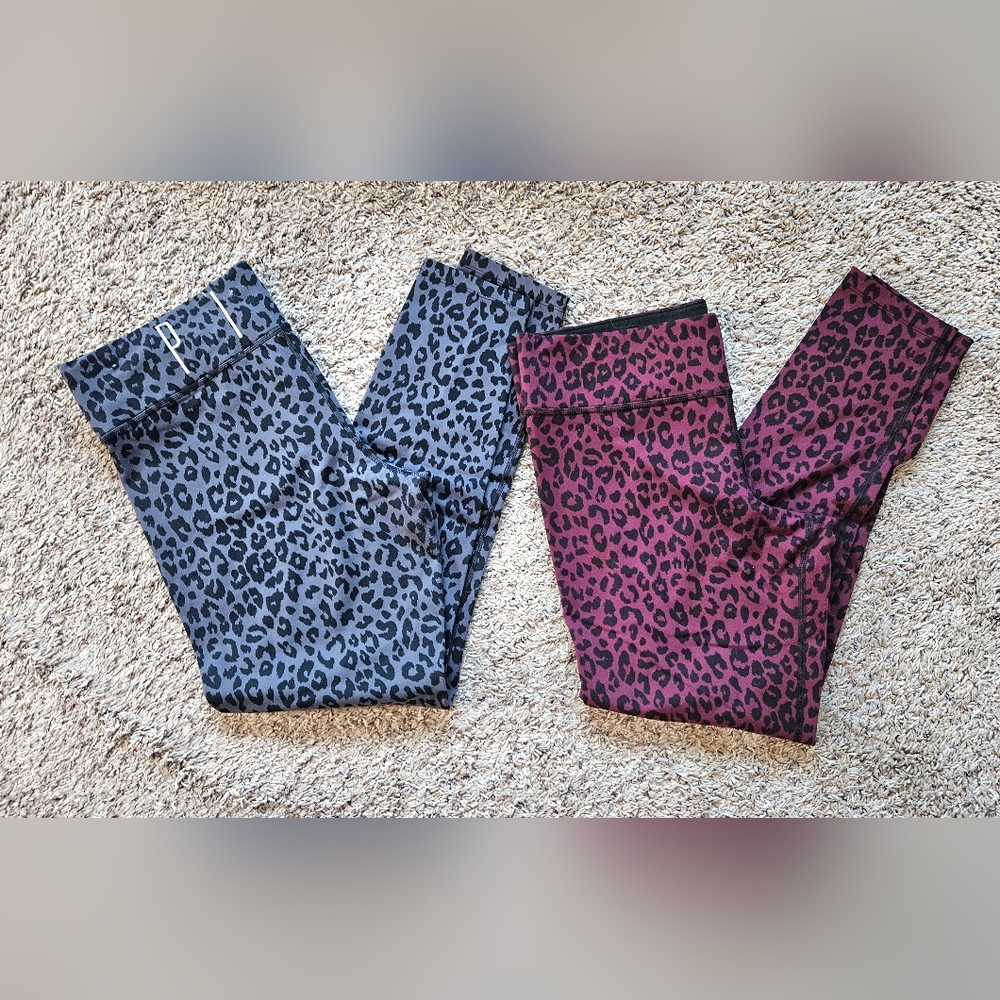 2 pair PINK Exercise Leggings - ankle length- size Large